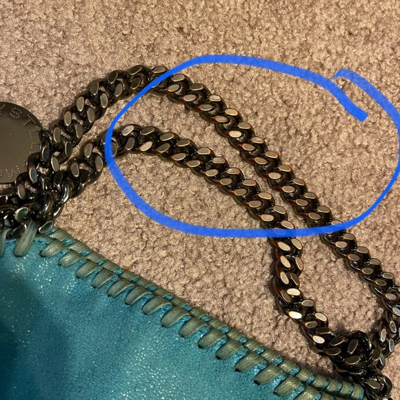 STELLA McCARTNEY Turquoise Falabella Fold-Over Bag!! - Picture 8 of 16